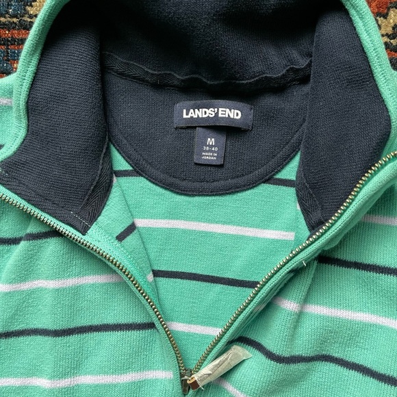 Men Lands End Stripe Torquiest 1/2 Zip Pullover sweater Brandnew, unused men - Picture 3 of 3
